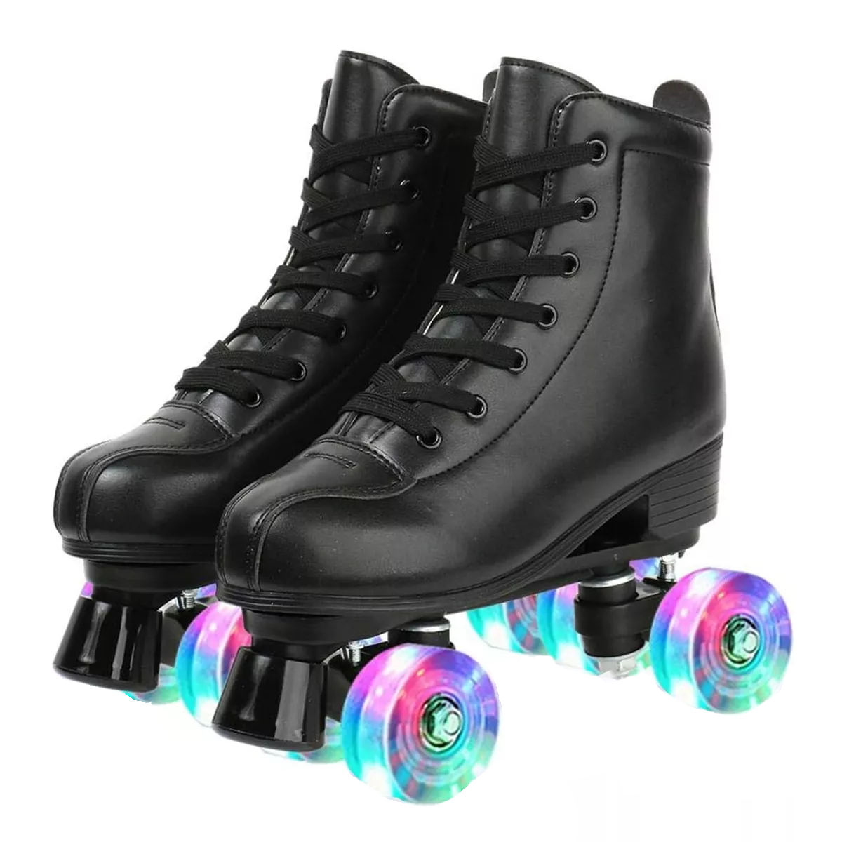 Patines Roller De 4 Ruedas Doble Fila Para Mujer Con Led Talla 38 Negro