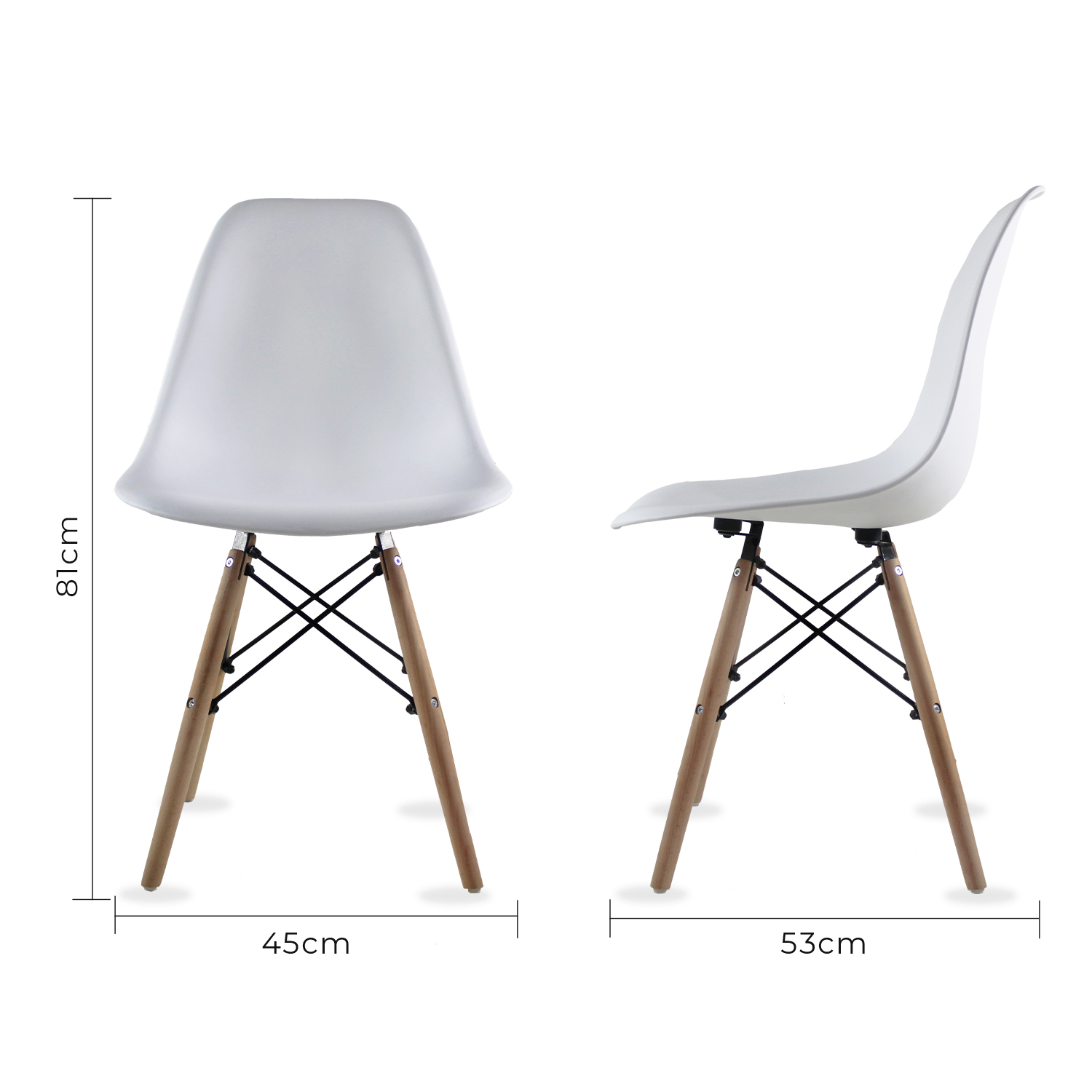 Set Comedor Oslo Melamina 120cm Blanco 4 sillas Eames Blanco Mundo In.