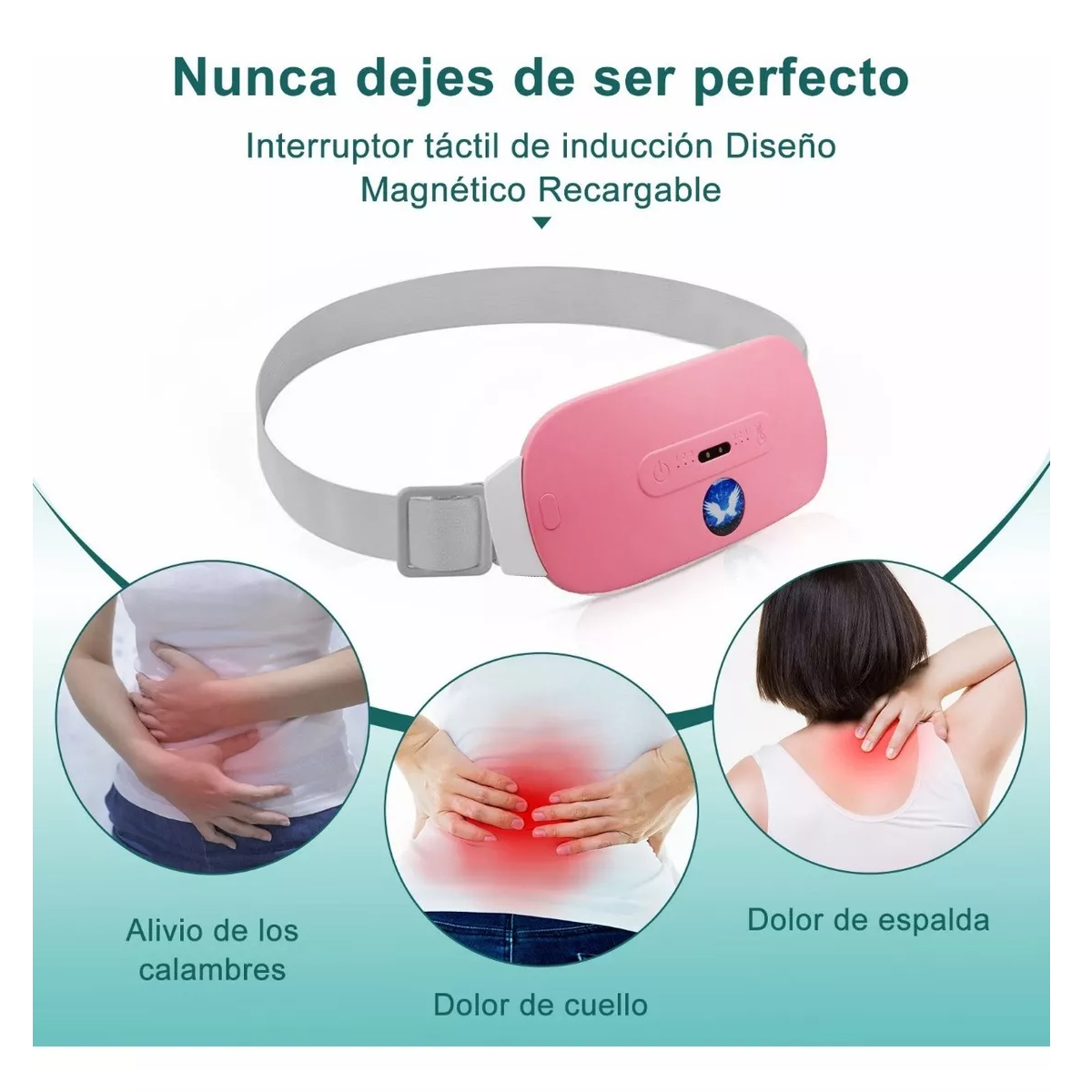 Cinturón Eléctrico Masajeador Calefacción Cólico Rosa  