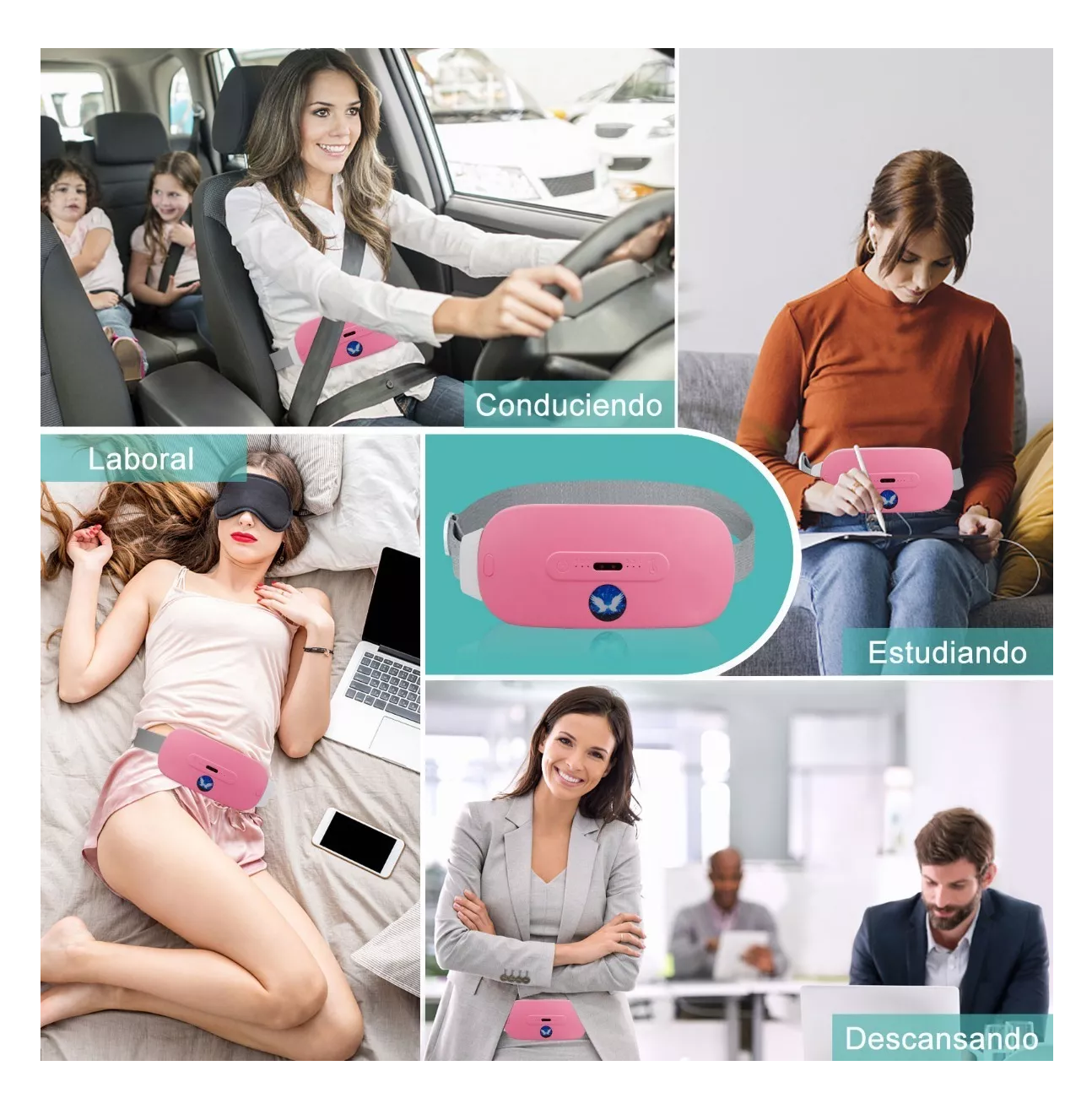 Cinturón Eléctrico Masajeador Calefacción Cólico Rosa  