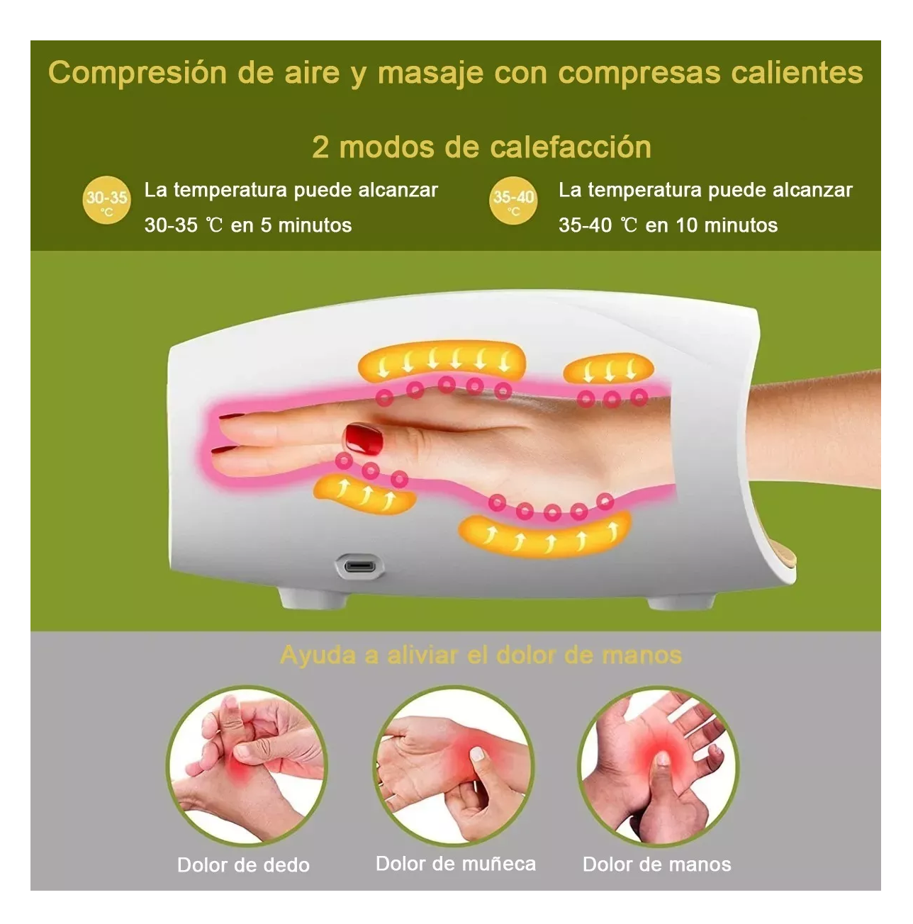 Masajeador De Mano Eléctrico De Compresión Blanco