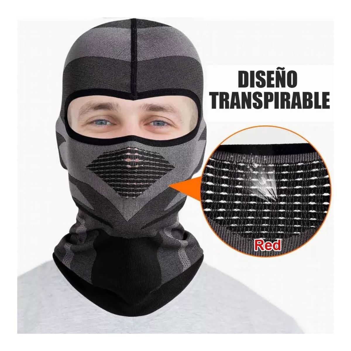 Máscara Moto Ciclismo Táctica Pasamontañas Militar negro/gris