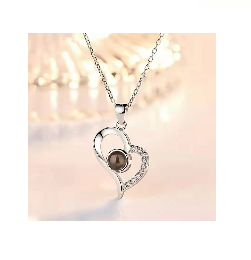 Rosa Eterna Real Preservada + Collar Te Amo En 100 Idiomas Estuche Negro