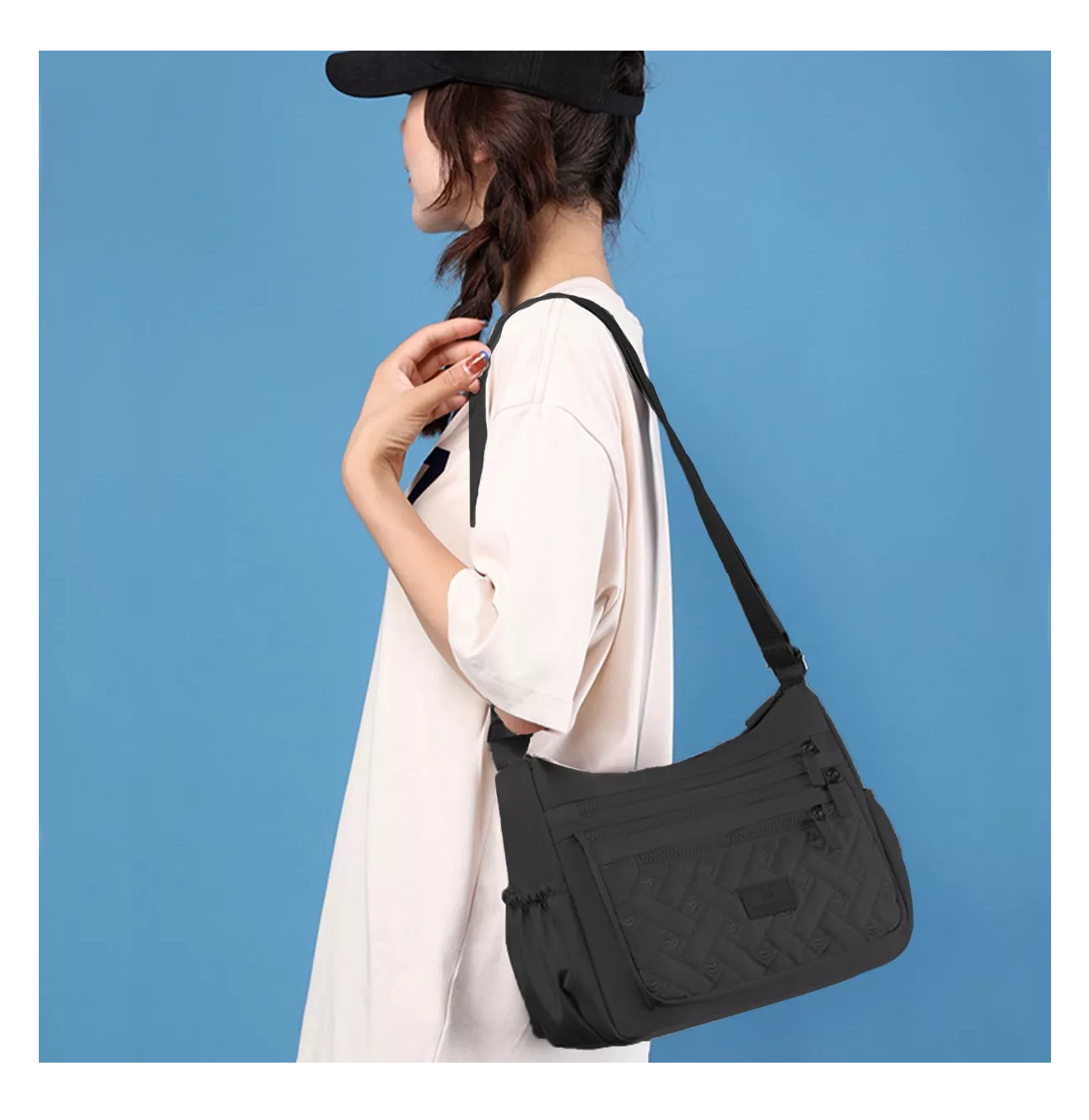 Bolsa Multifuncional Para Mujer Bolsa Bandolera Dama Negro