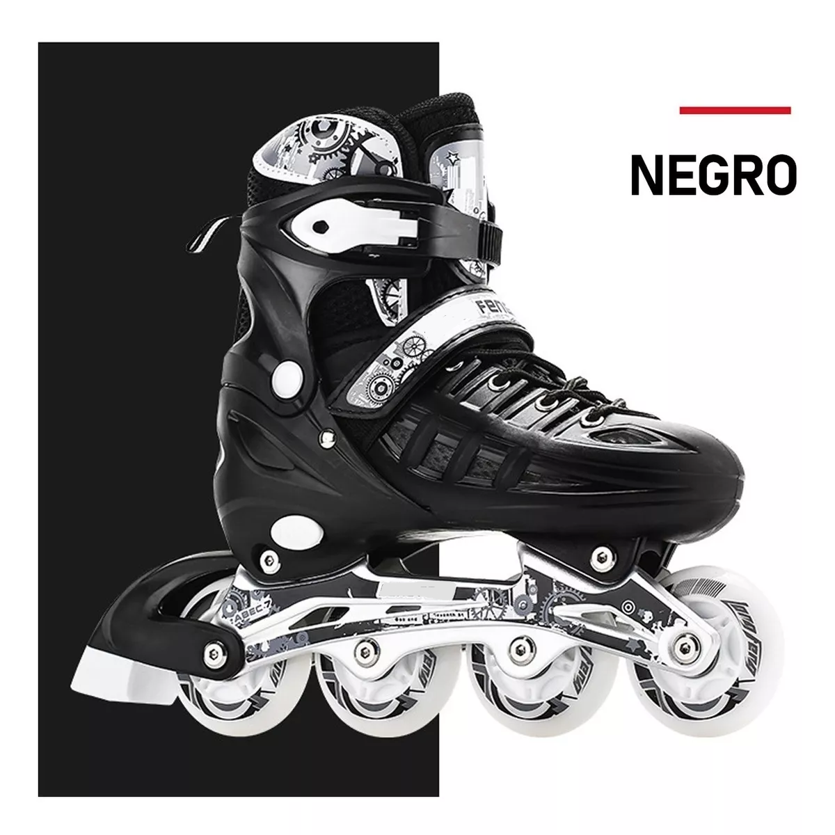 Patines En Linea Ajustables Profesionales + Rodilleras Casco L 39mm