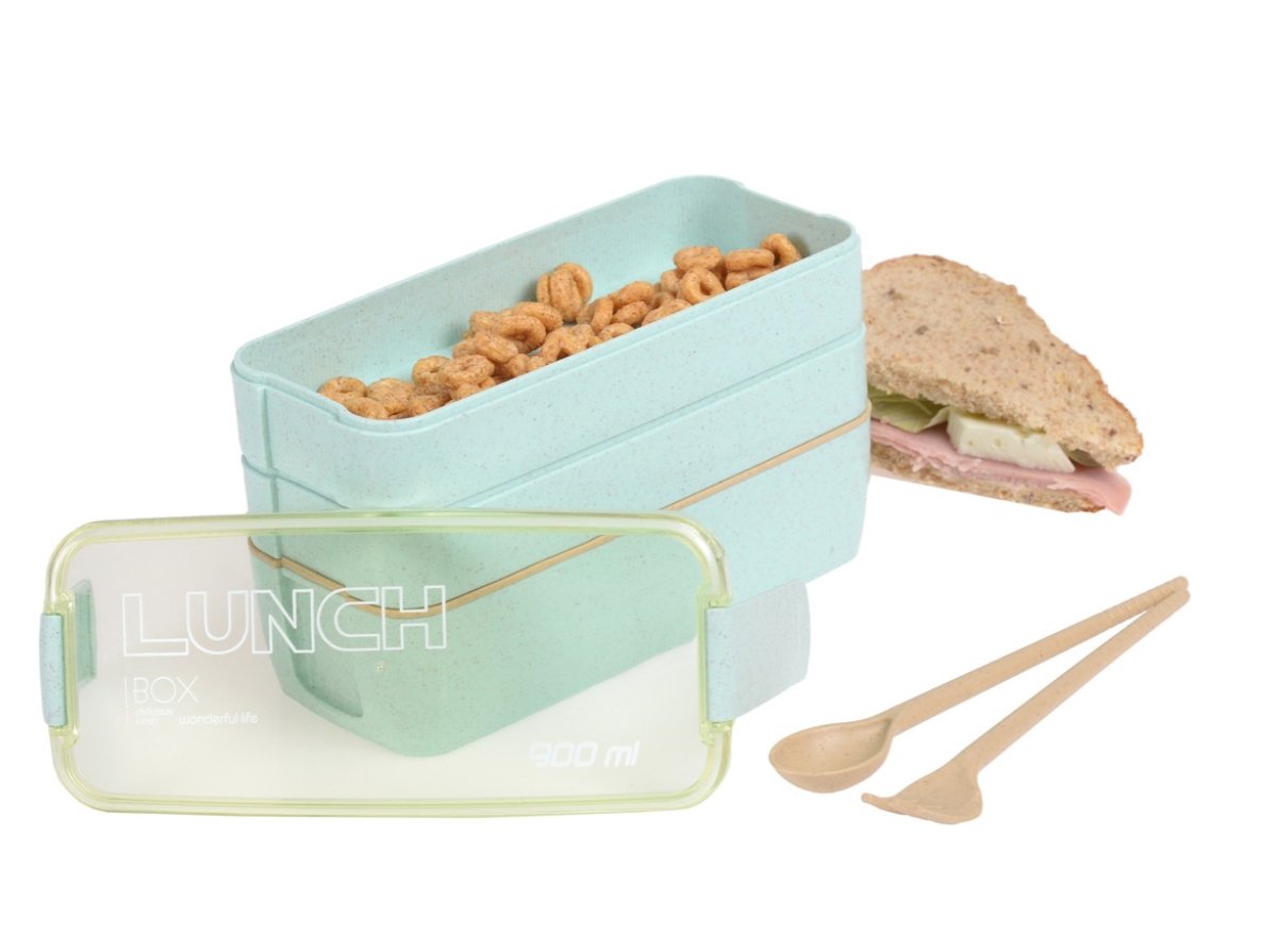 Box Lunch Con Topper Y Cubiertos Capacidad 1100ml+lunchbolsa