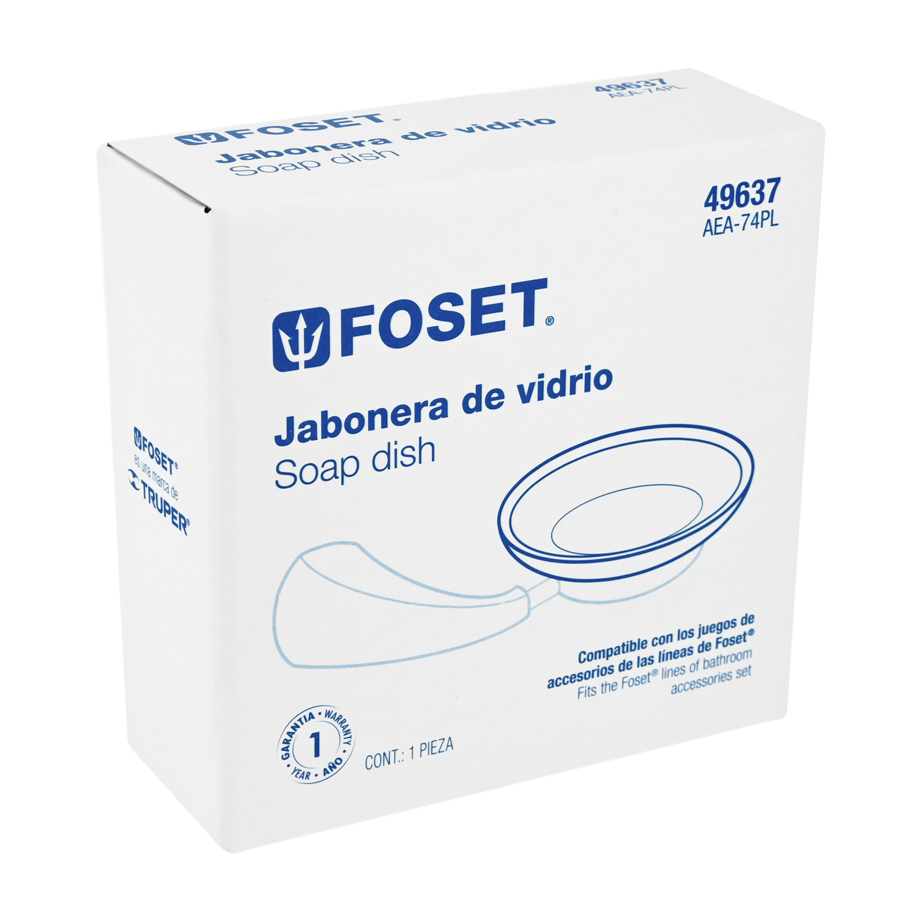 PLATO DE VIDRIO DE REPUESTO PARA JABONERA, FOSET 49637