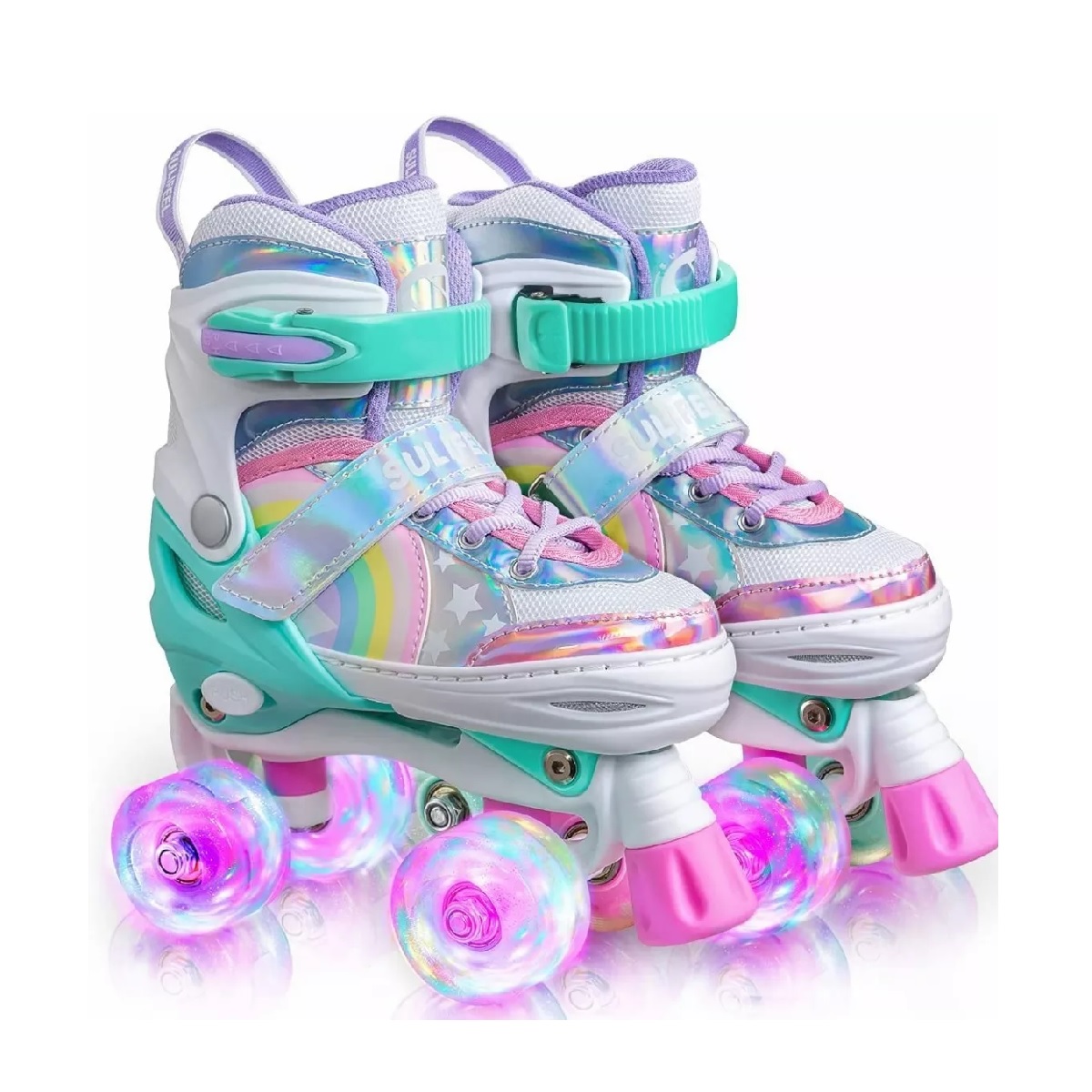 Patines 4 Ruedas Polinesios Con Luces Ajustable Niña Niño M
