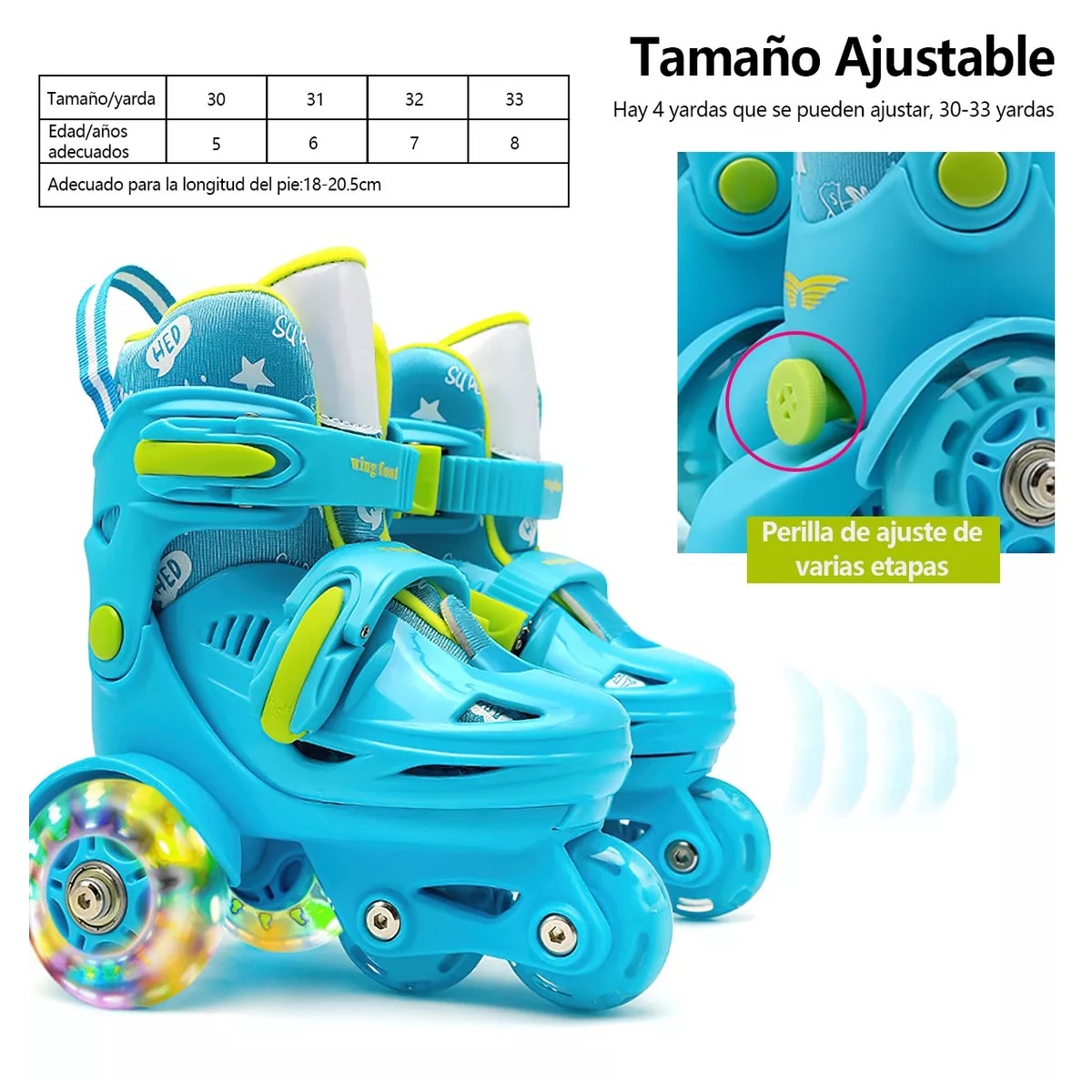 Patines Para Niños Principiantes Ajustables Con Freno En Led