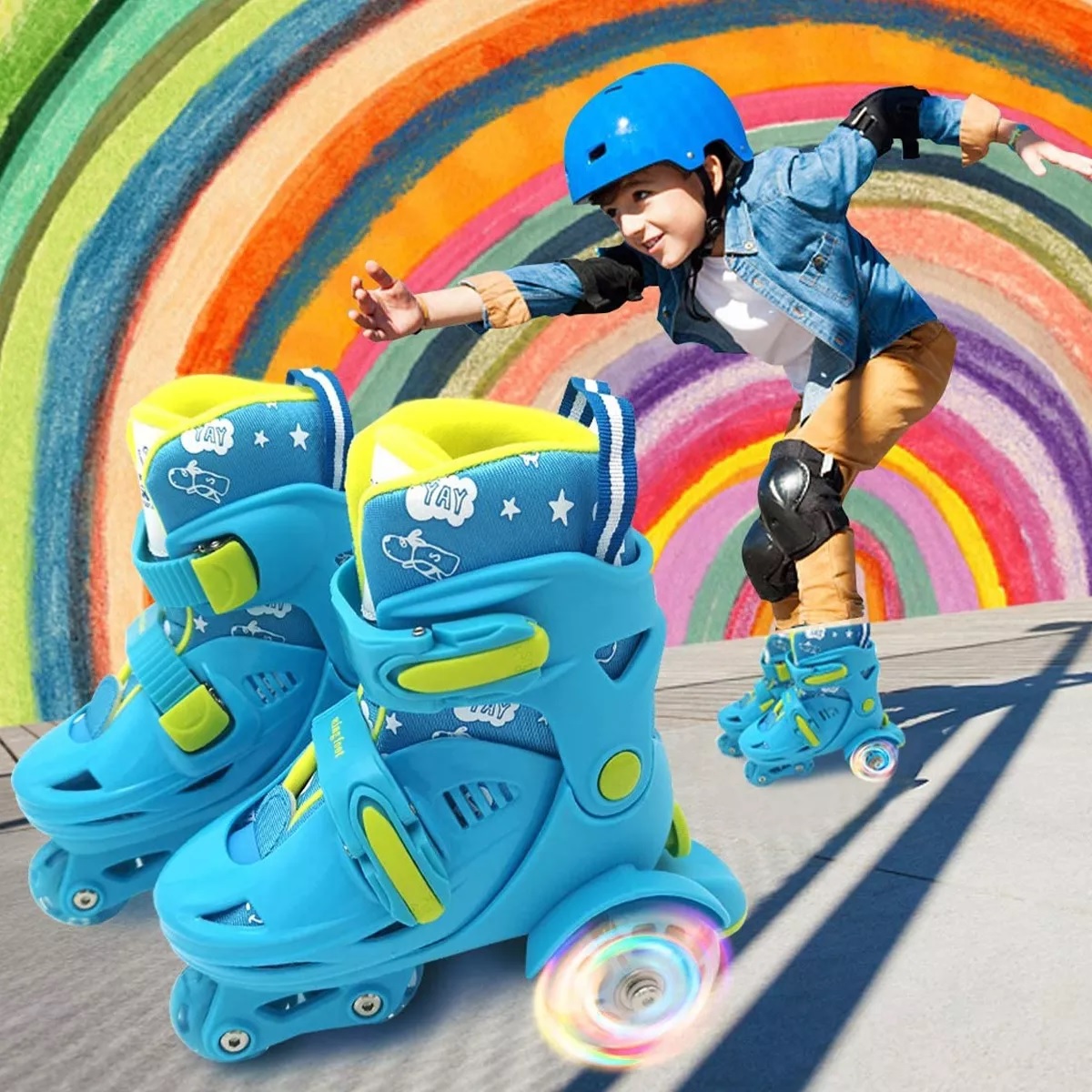 Patines Para Niños Principiantes Ajustables Con Freno En Led