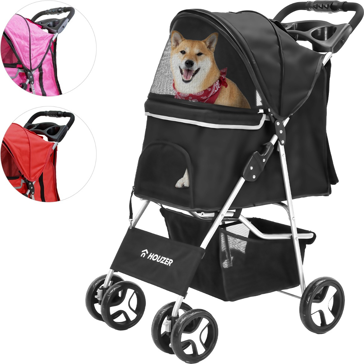 Carriola Plegable Mascotas Perros Gatos Pet Negro