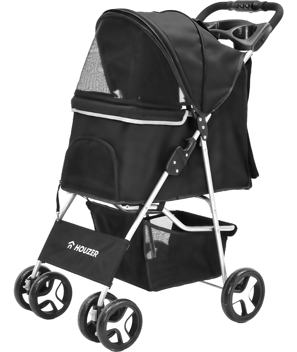 Carriola Plegable Mascotas Perros Gatos Pet Negro