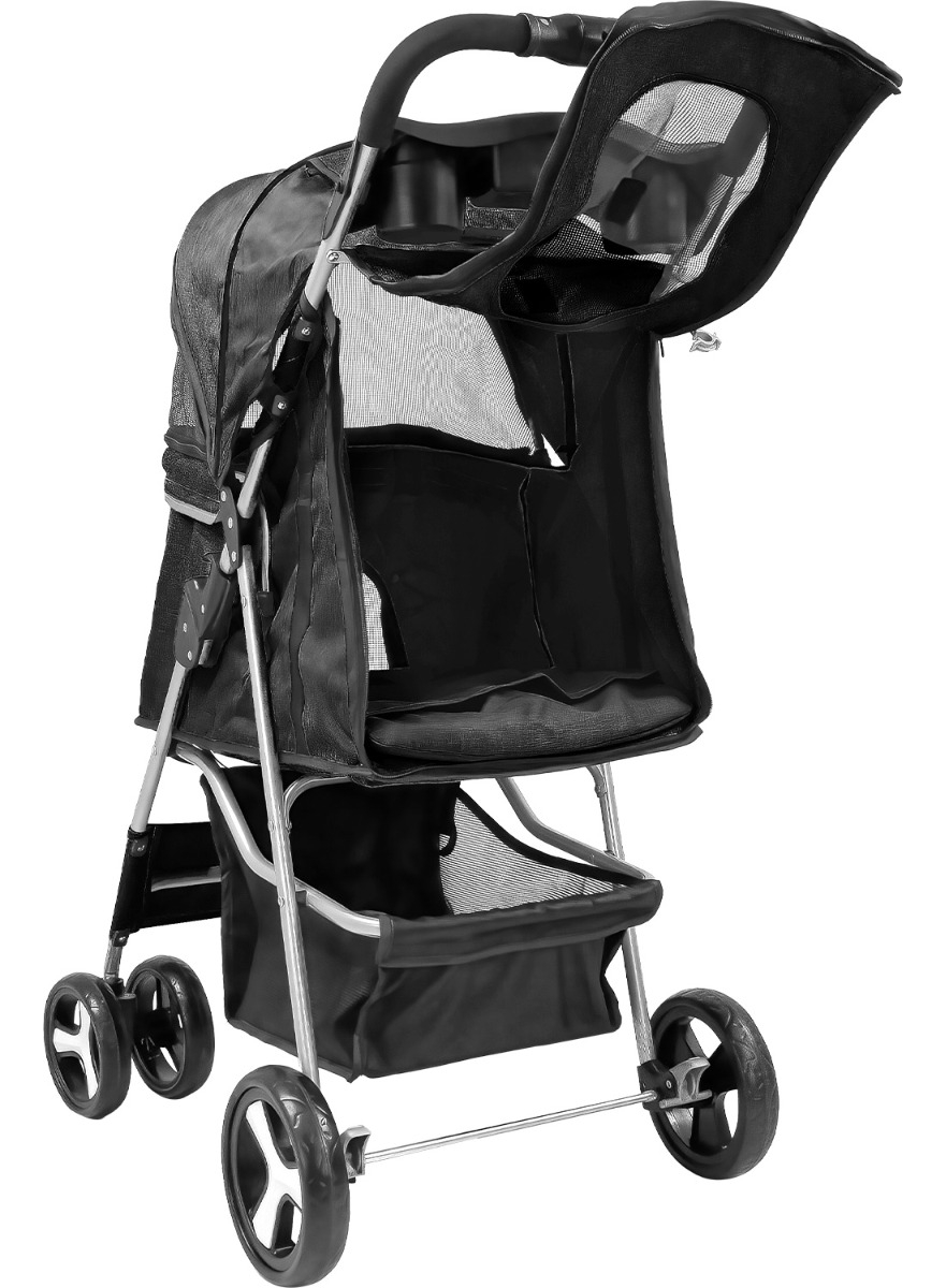 Carriola Plegable Mascotas Perros Gatos Pet Negro