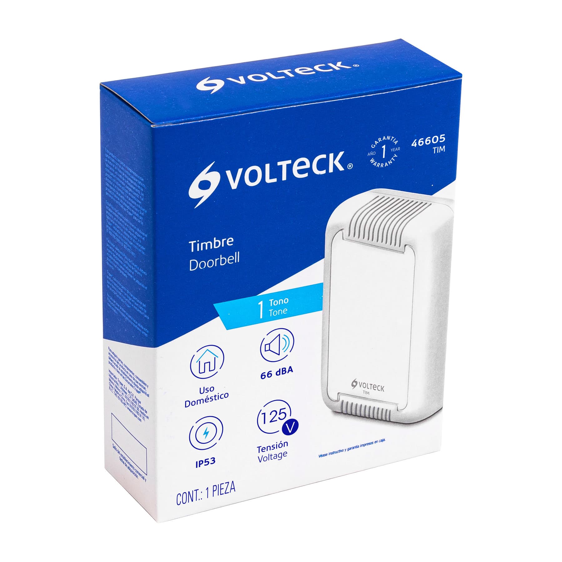 TIMBRE ALÁMBRICO, 1 TONO, VOLTECK 46605