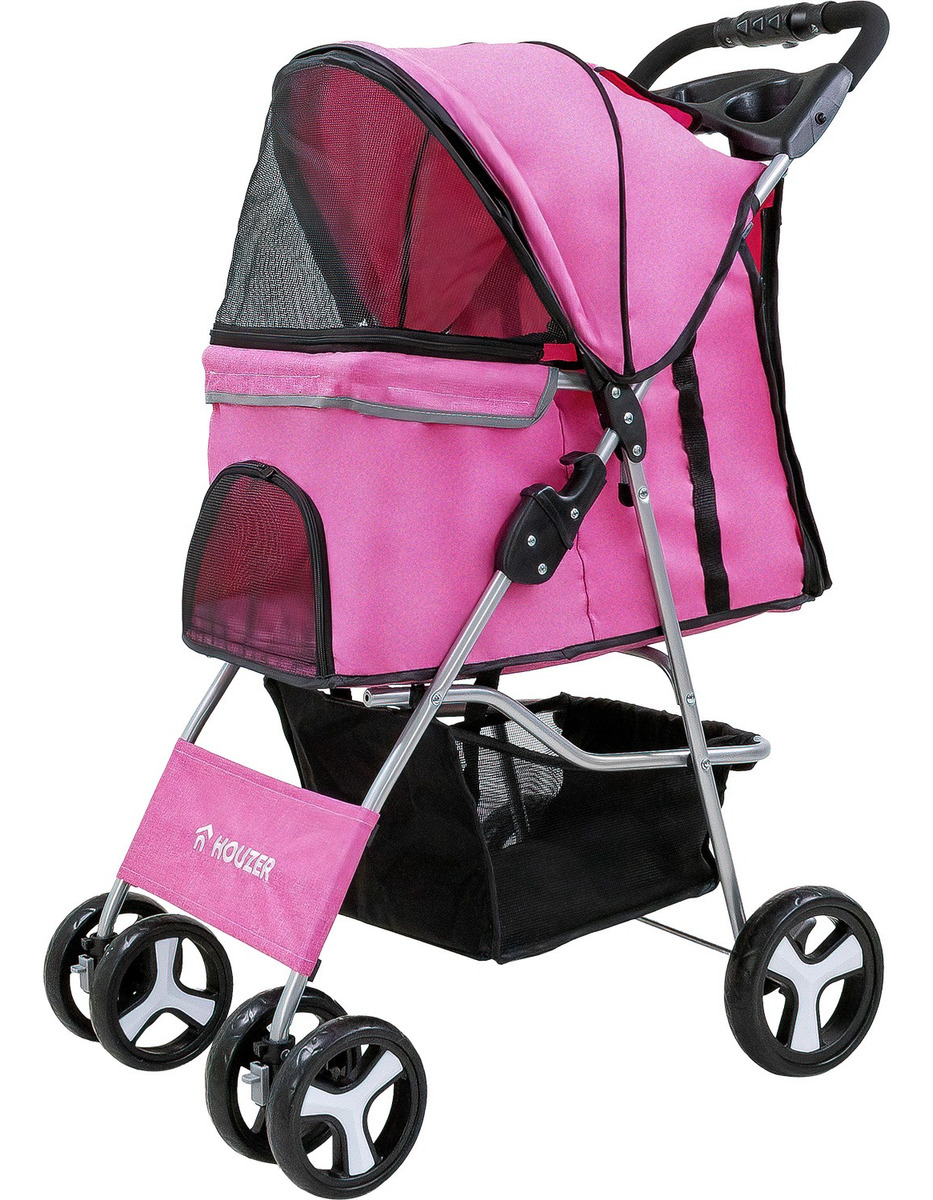 Carriola Plegable Mascotas Perros Gatos Pet Rosa