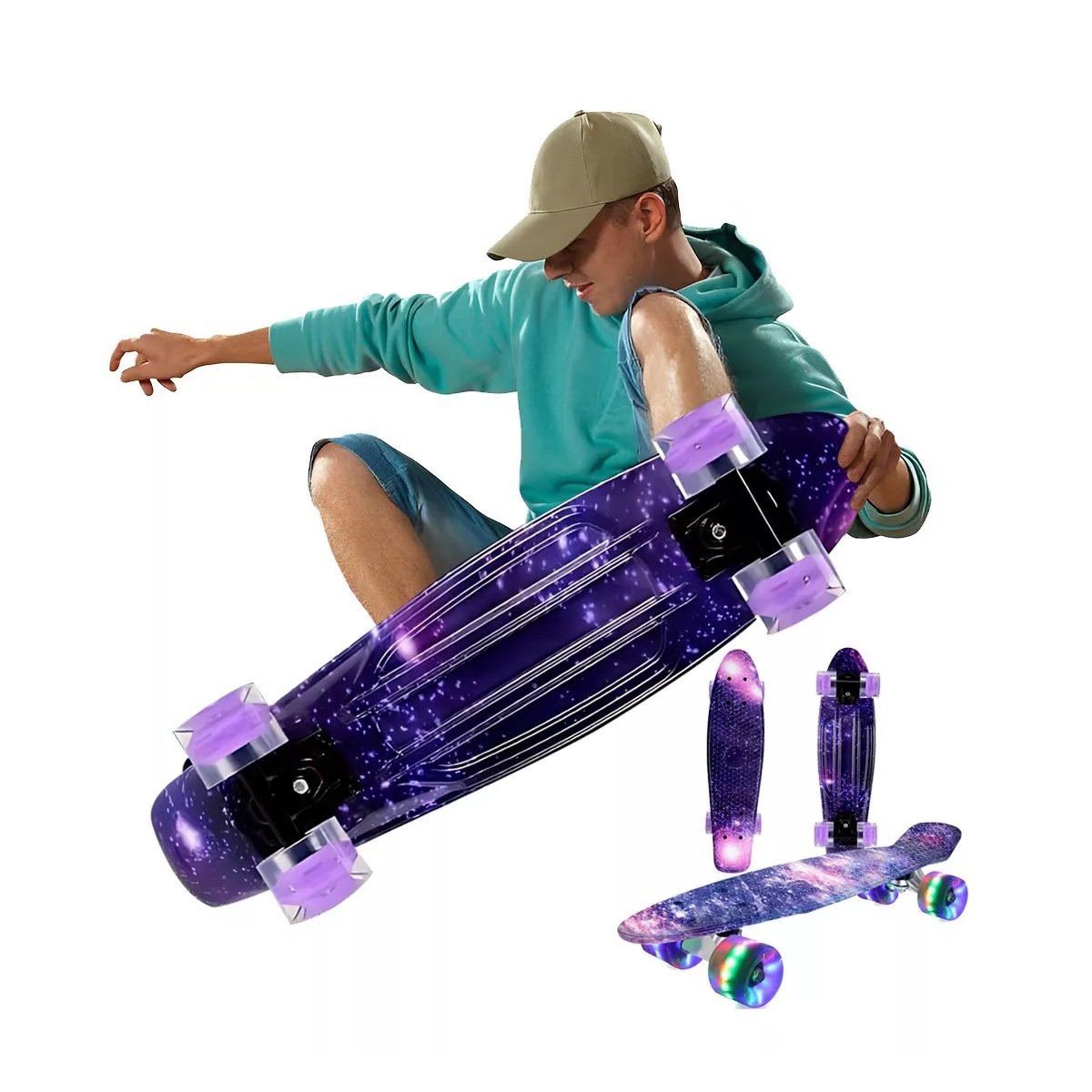 Monopatín Skateboard Completo Niños con 4 Ruedas LED para Niño y