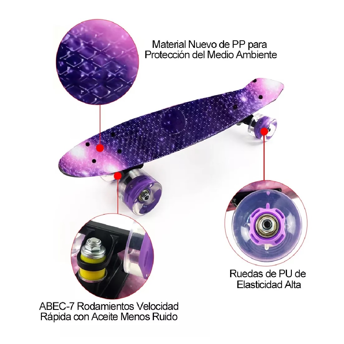 Tabla Skate Completo Patineta Skateboard Mini Con Ruedas Led