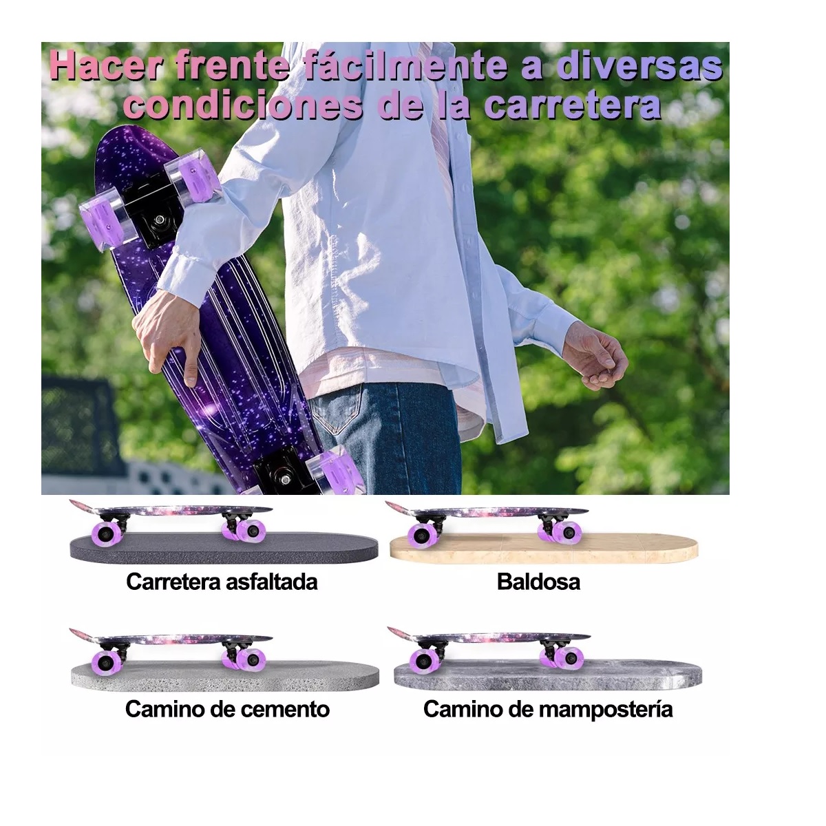 Tabla Skate Completo Patineta Skateboard Mini Con Ruedas Led
