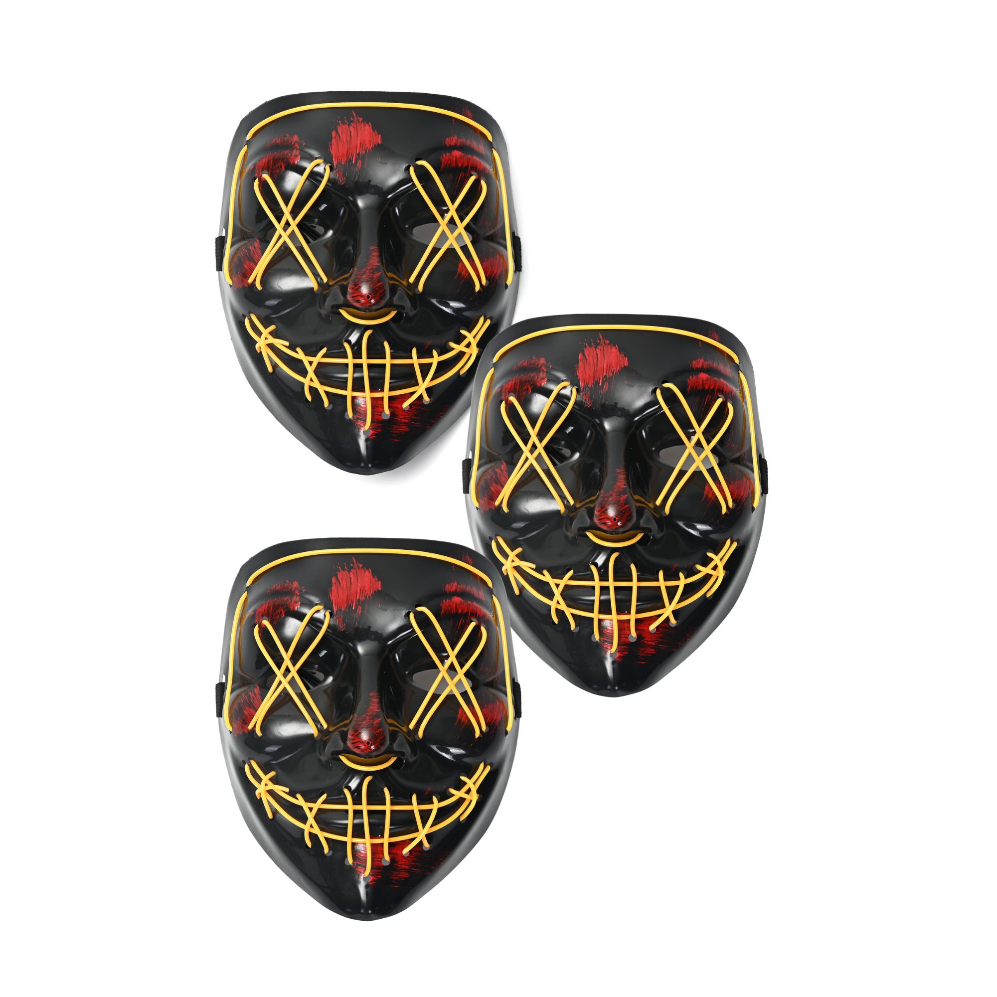 Paquete Mascara Luz Led La Purga Halloween 3 piezas