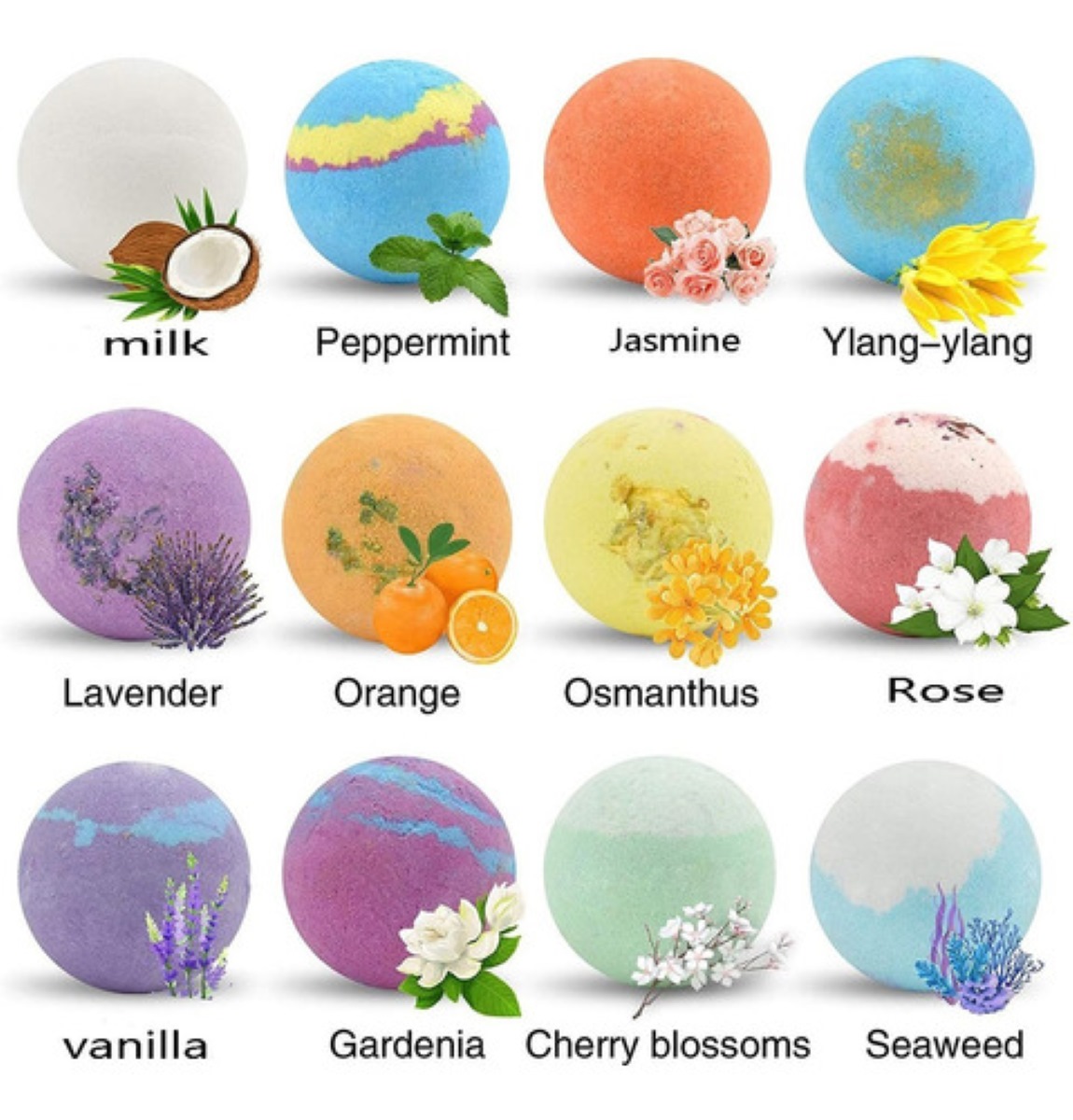 Juego De Bombas De Baño C/aceite Esenciales Naturales 12 Uds Multicolor