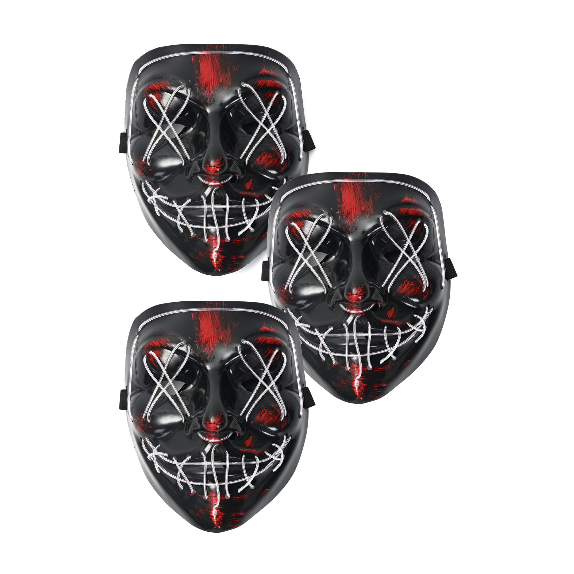 Paquete Mascara Luz Led La Purga Halloween 3 piezas