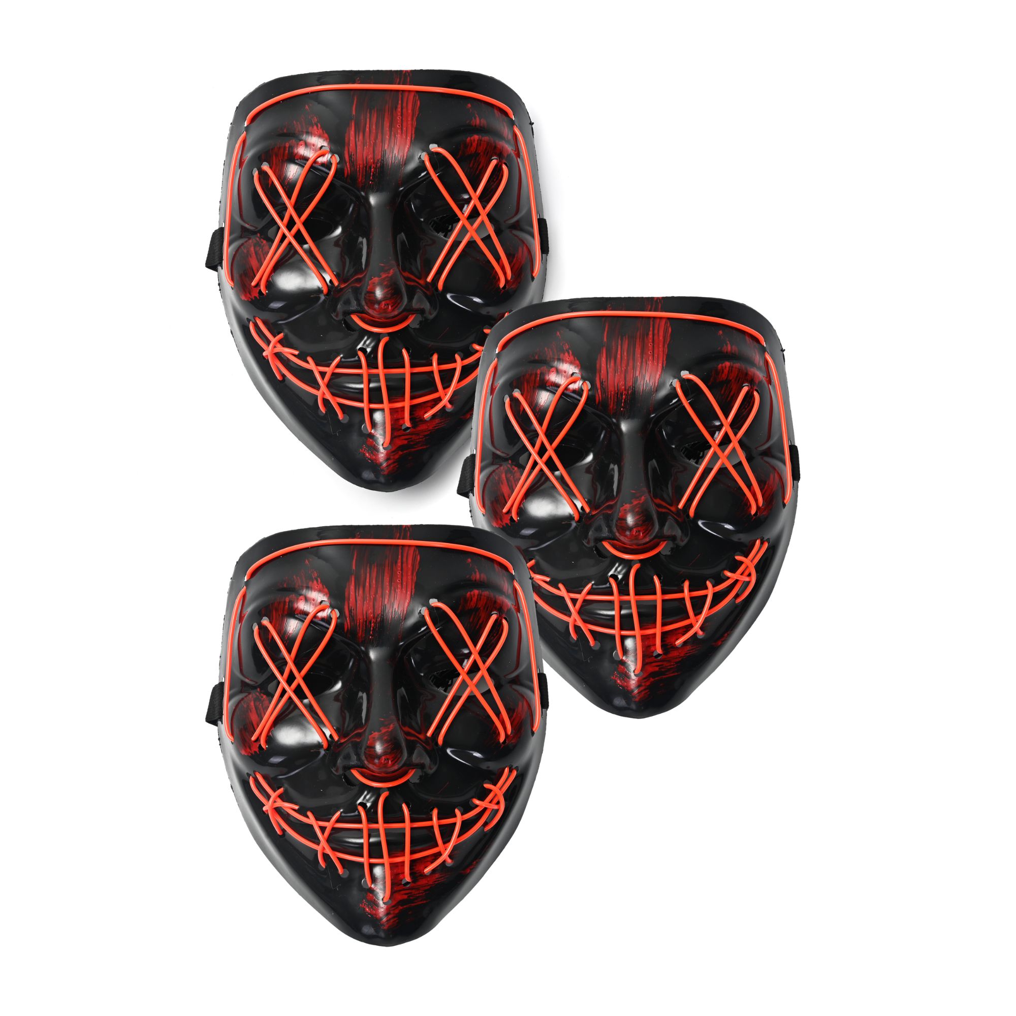 Paquete Mascara Luz Led La Purga Halloween 3 piezas