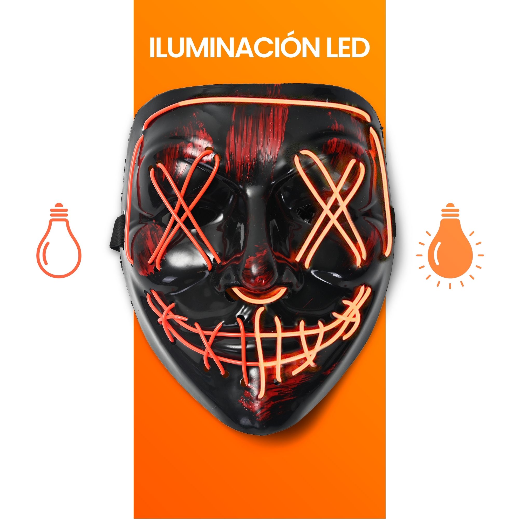 Paquete Mascara Luz Led La Purga Halloween 3 piezas