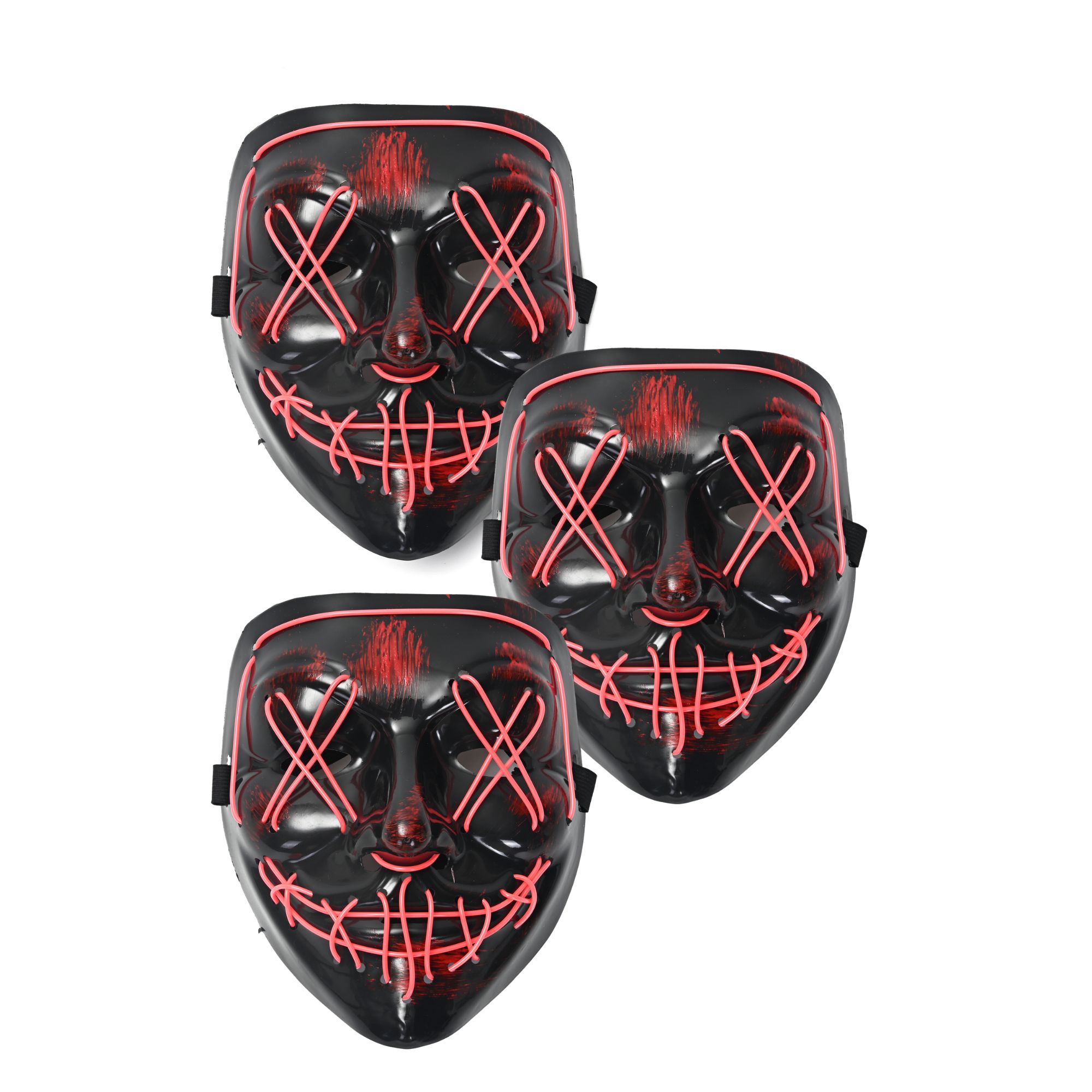 Paquete Mascara Luz Led La Purga Halloween 3 piezas