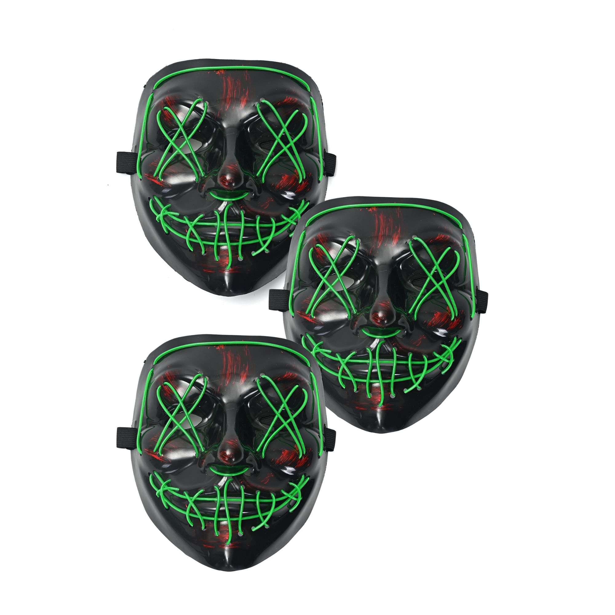 Paquete Mascara Luz Led La Purga Halloween 3 piezas