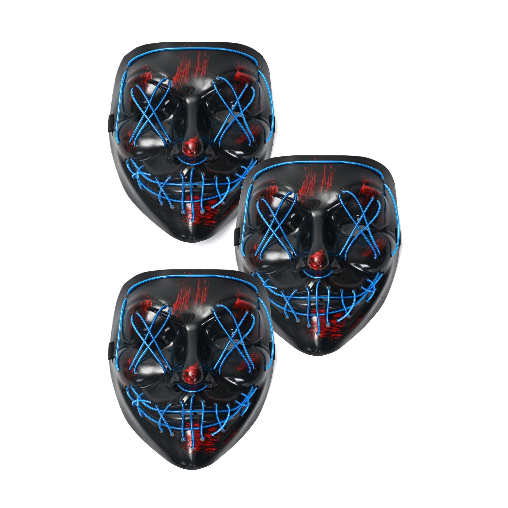 Paquete Mascara Luz Led La Purga Halloween 3 piezas