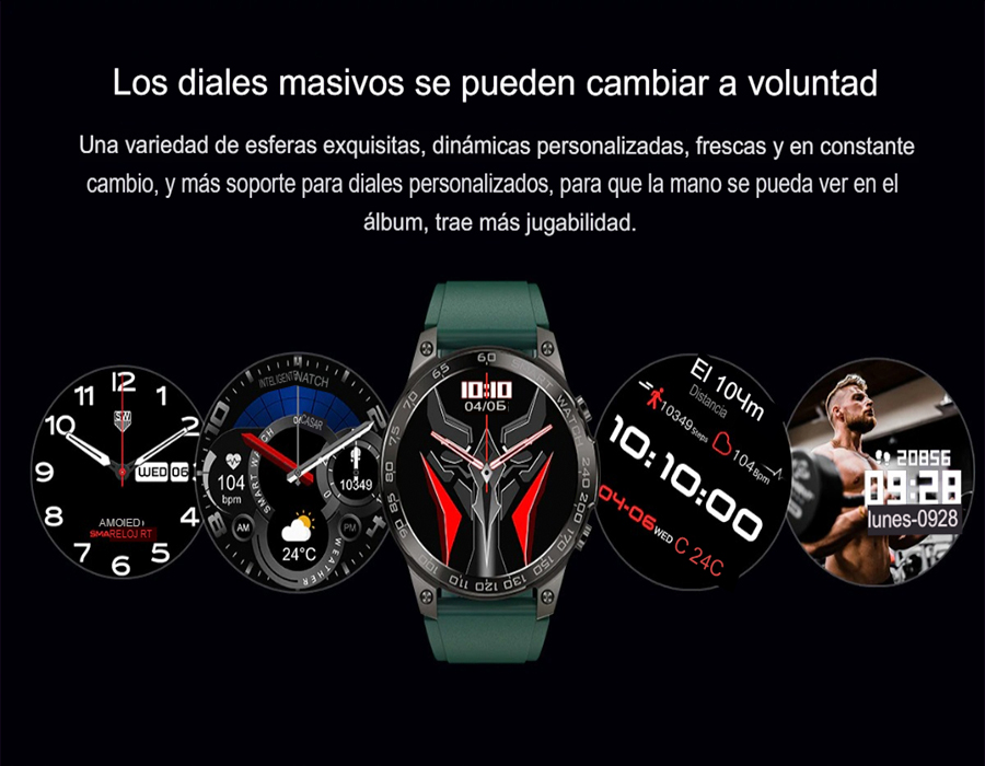 SmartWatch con Pantalla AMOLED High Definition: Bateria de alta duracion, Monitorea tu salud y conectividad móvil en tiempo real para caballeros.