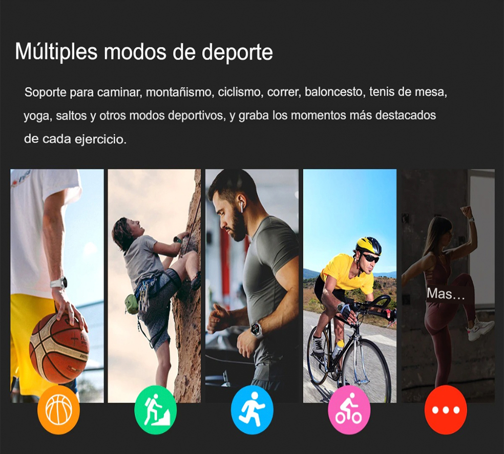 SmartWatch con Pantalla AMOLED High Definition: Bateria de alta duracion, Monitorea tu salud y conectividad móvil en tiempo real para caballeros.