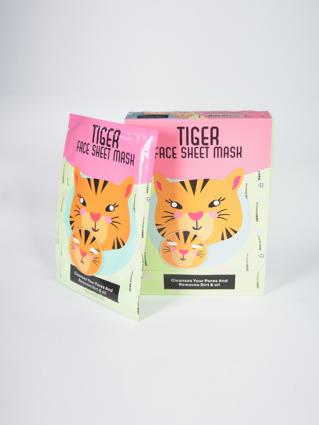 5 Mascarillas faciales de tela "TIGRE" limpia los poros y remueve impurezas del rostro