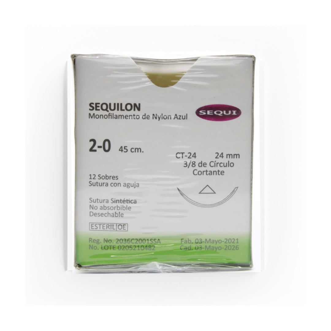 Sutura Quirurgica de Nylon Calibre 2-0  Sequilon 