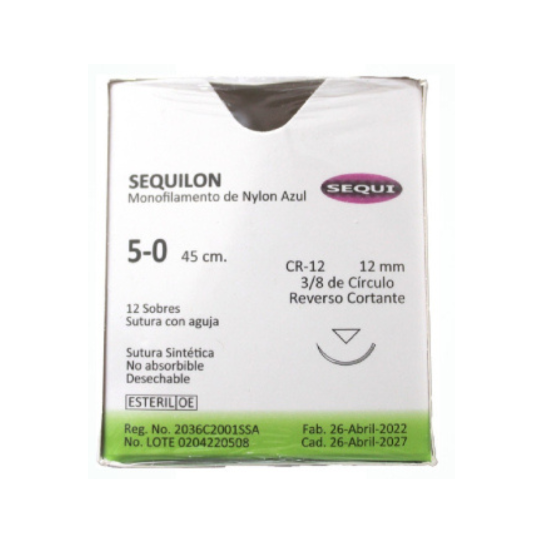 Sutura Quirurgica de Nylon Calibre 5-0 Sequilon