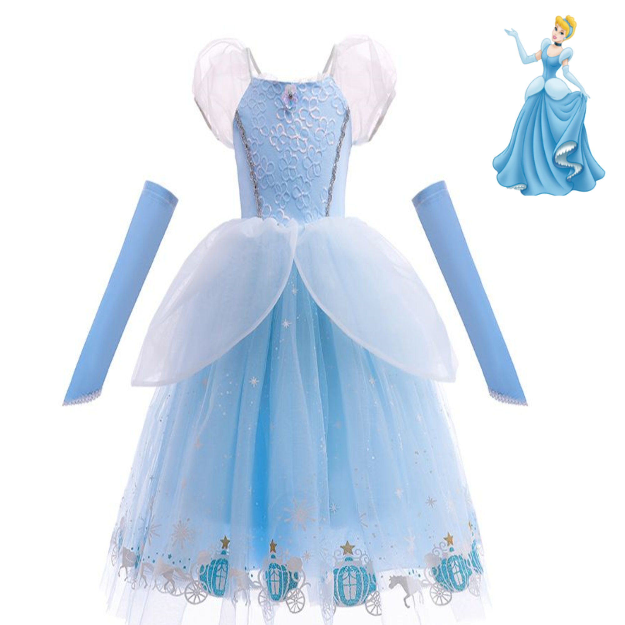 Disfraz Para Fiesta alusivo a la princesa Cenicienta Vestidos Con Mangas Cindirella