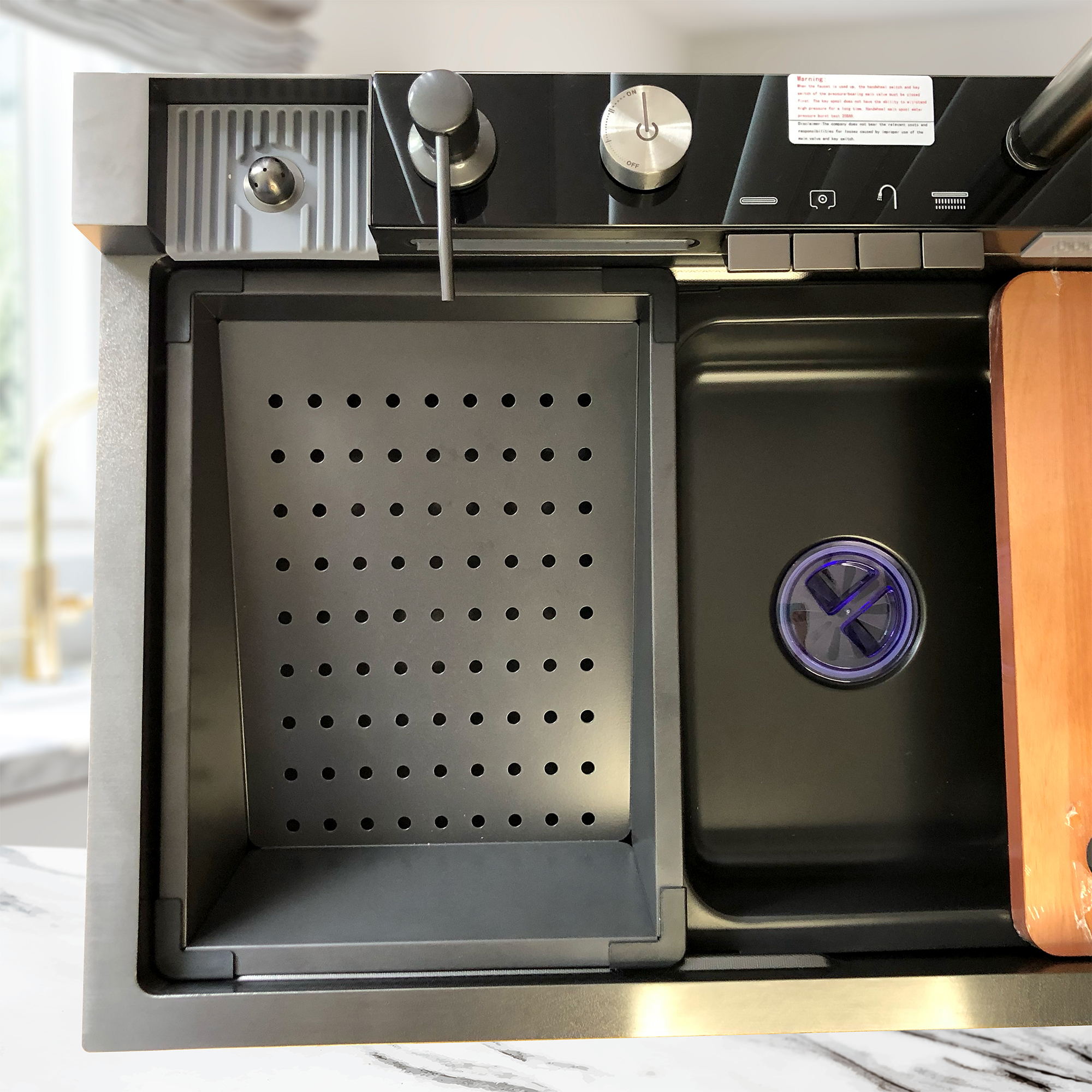 Tarja para Cocina doble cascada con led acero inoxidable