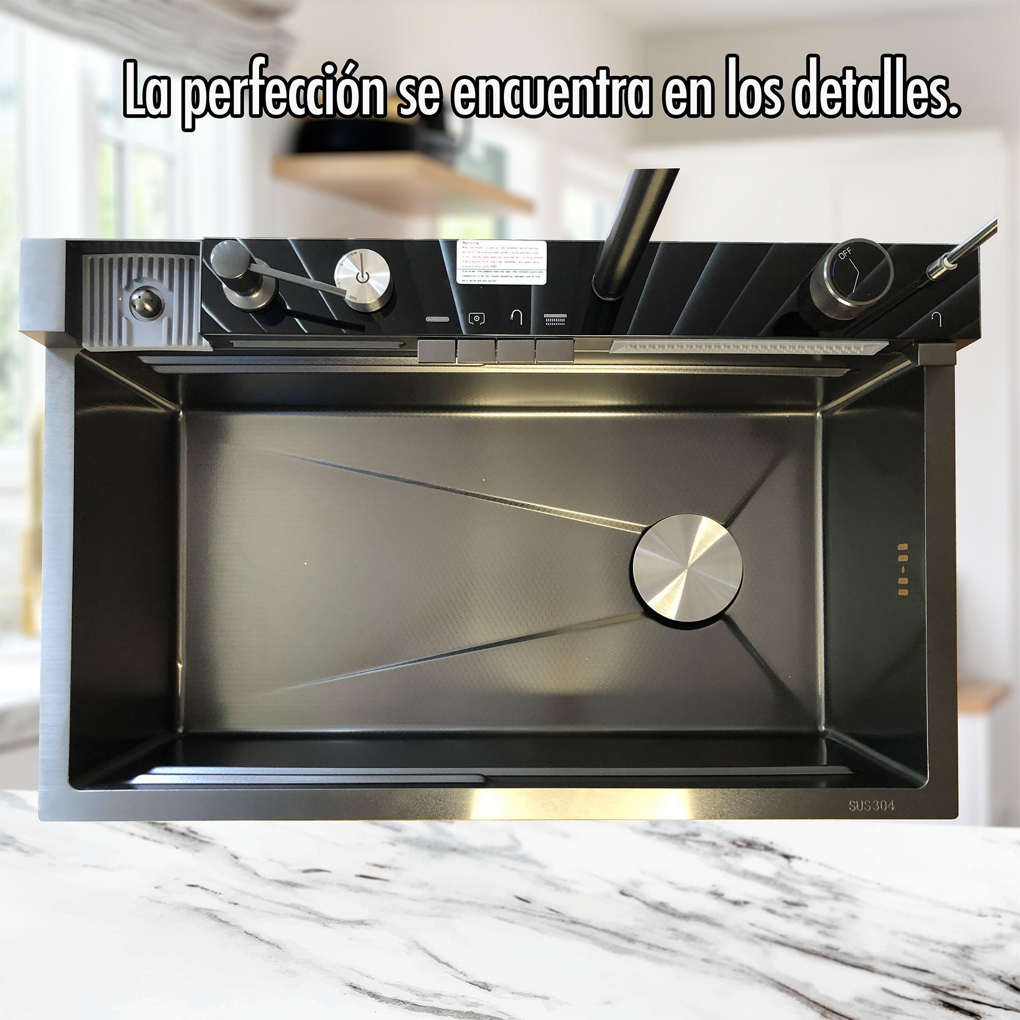 Tarja para Cocina doble cascada con led acero inoxidable