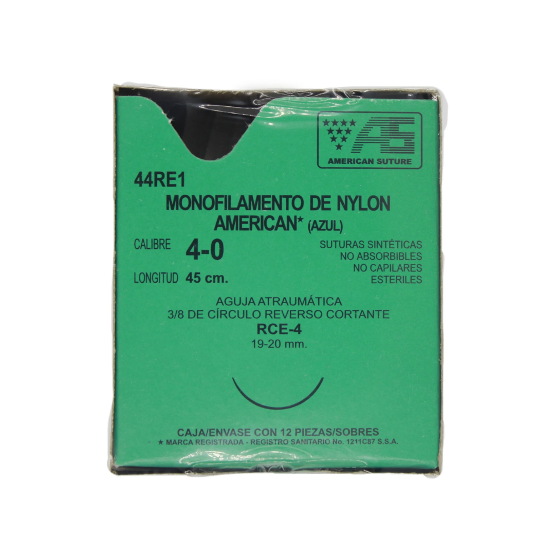 Sutura Quirúrgica de Nylon 4-0 Azul RCE-4 American Suture