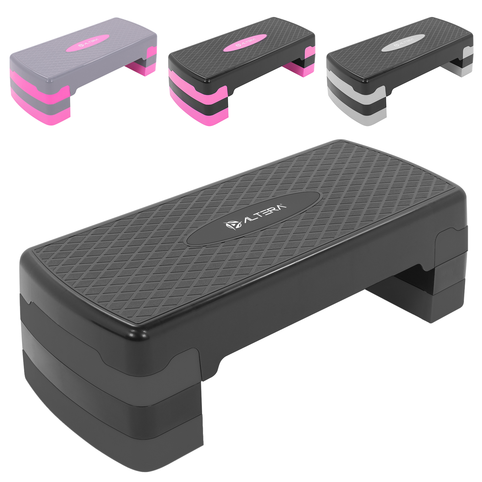 Banco Step Altera 3 Niveles de Elevación Ajustable, Banco Aerobics para Fitness Crossfit Gym