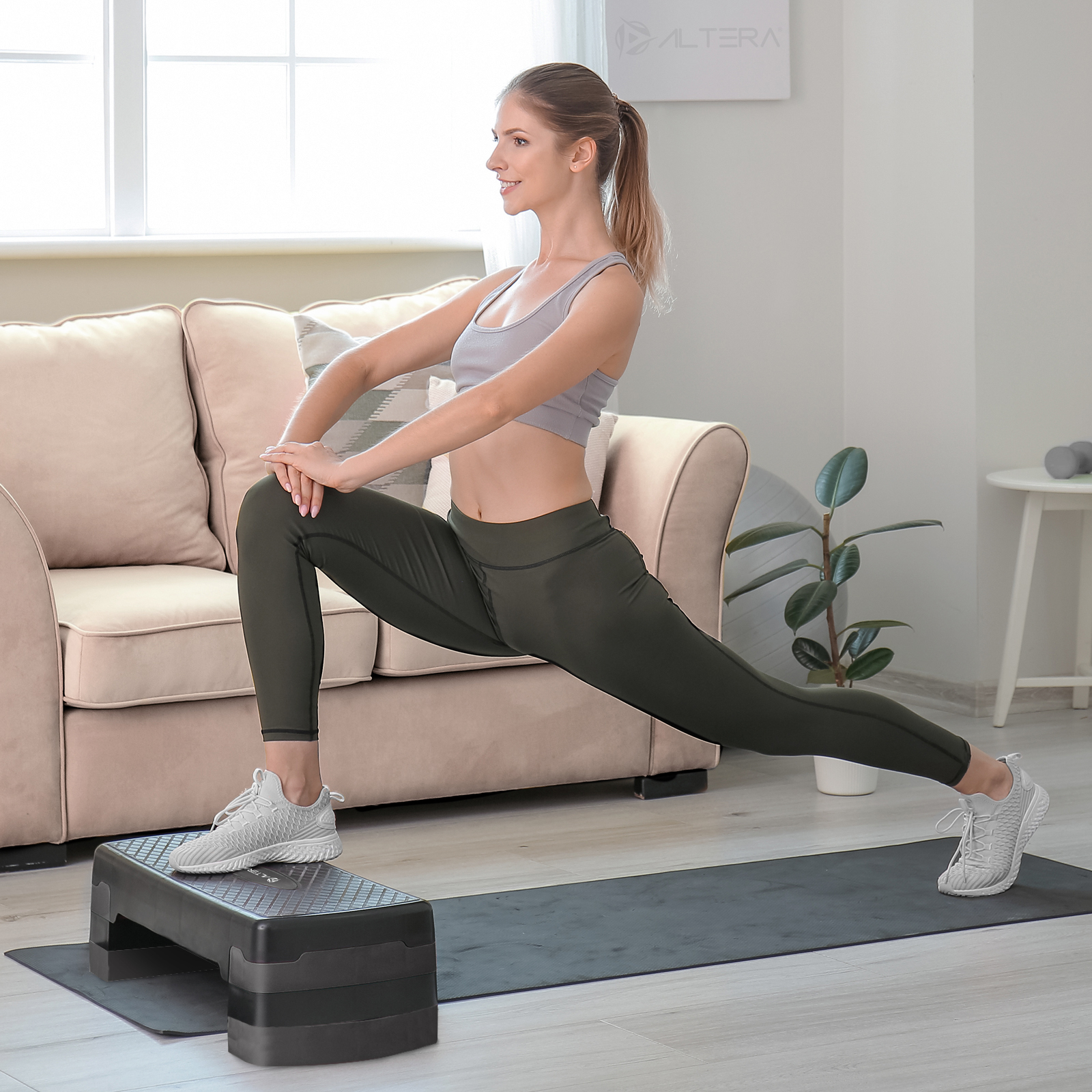 Banco Step Altera 3 Niveles de Elevación Ajustable, Banco Aerobics para Fitness Crossfit Gym