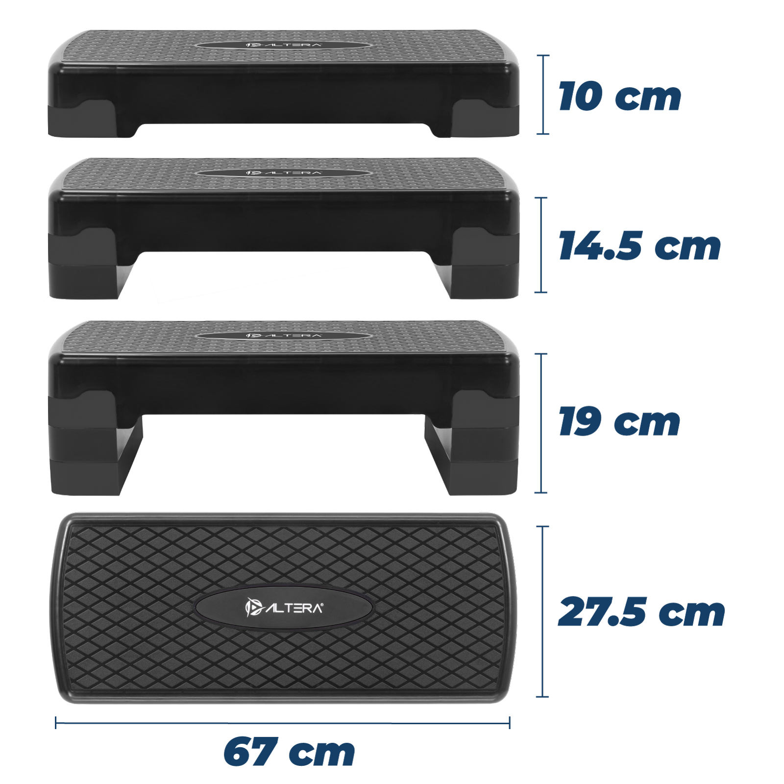 Banco Step Altera 3 Niveles de Elevación Ajustable, Banco Aerobics para Fitness Crossfit Gym