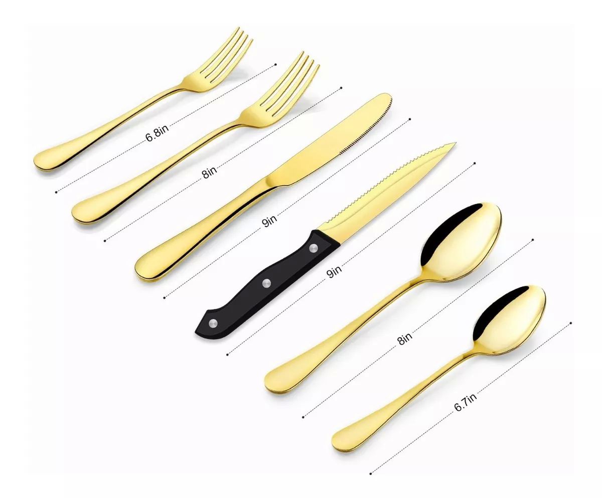 Juego De Cubiertos De Acero Inoxidable color dorado,24 piezas