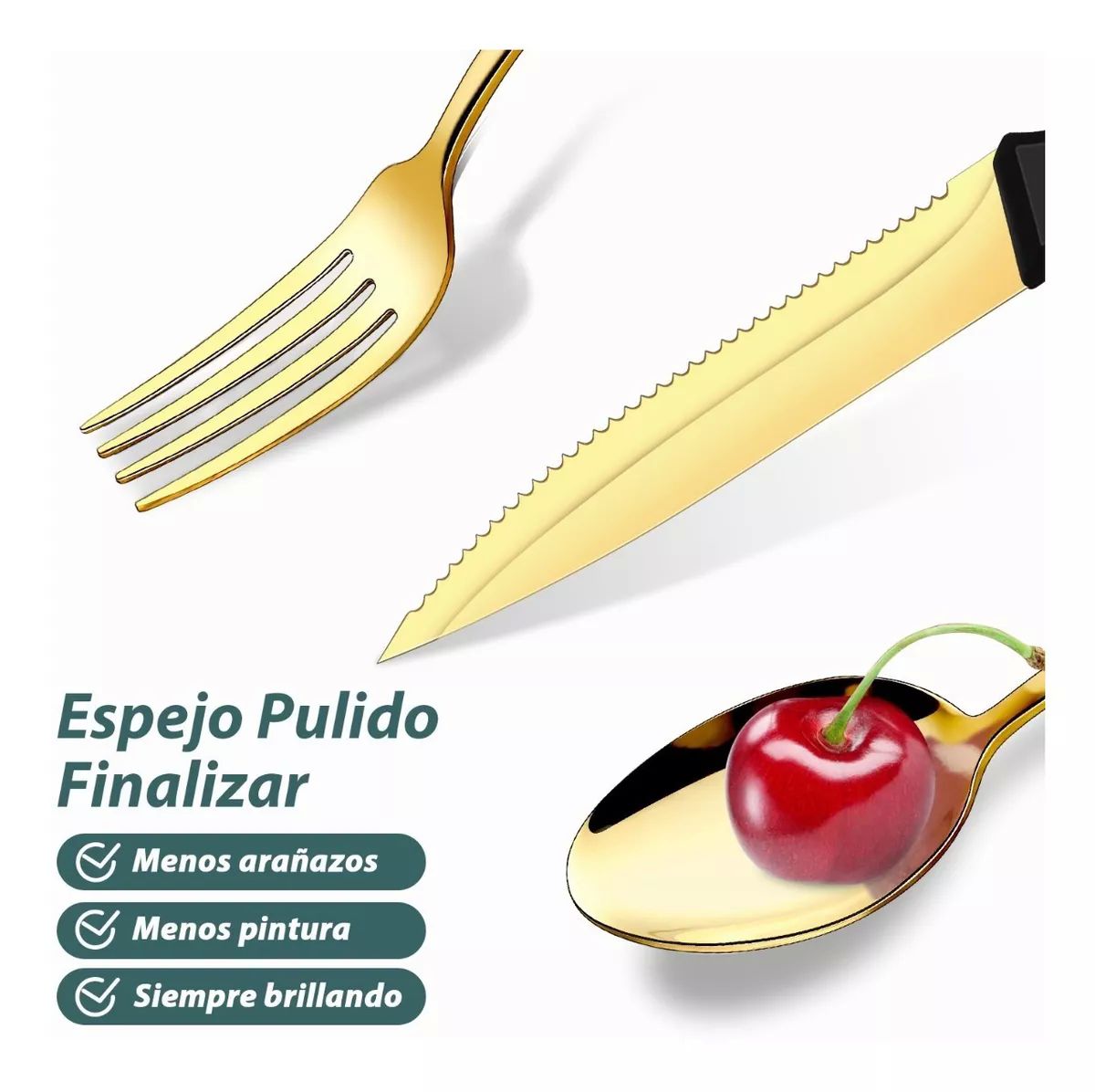 Juego De Cubiertos De Acero Inoxidable color dorado,24 piezas