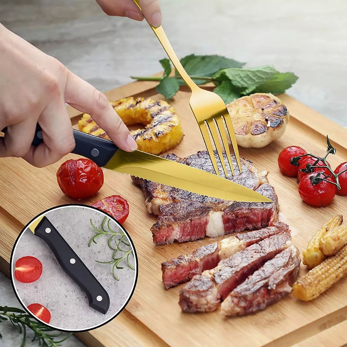 Juego De Cubiertos De Acero Inoxidable color dorado,24 piezas