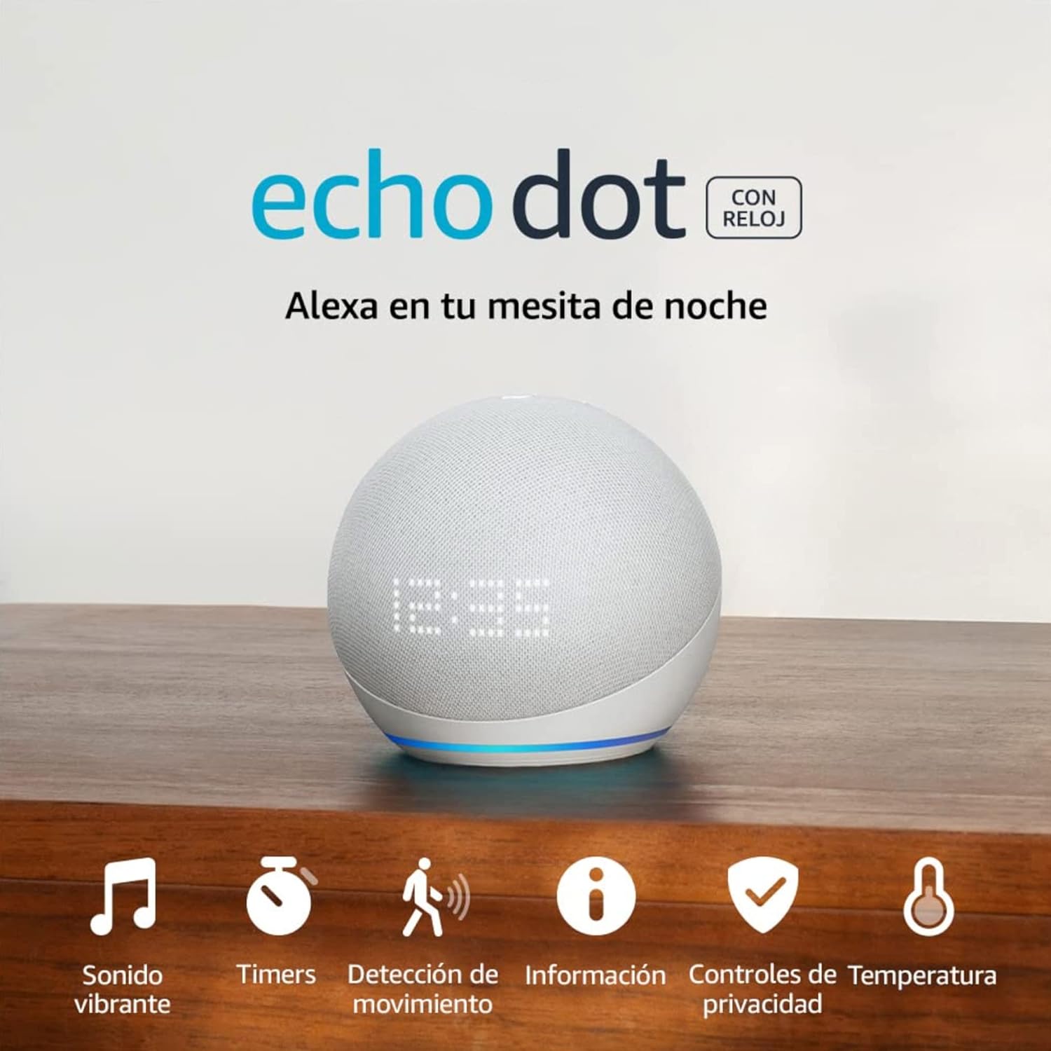 Amazon Echo Dot 5ta Generación con Reloj Blanca