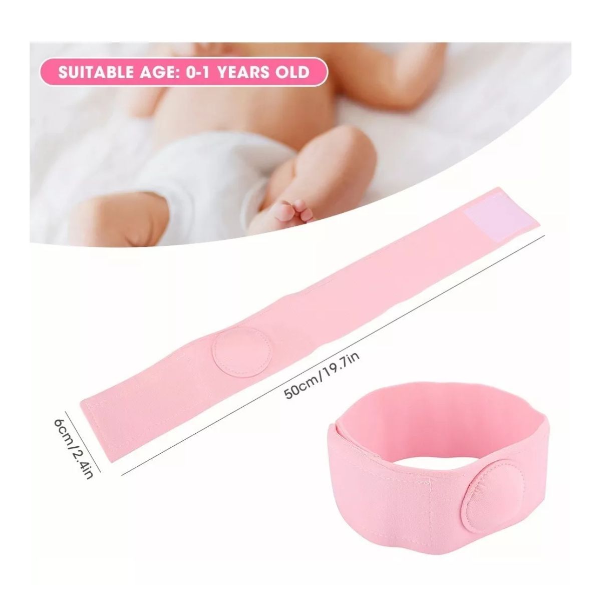 Faja Para Hernia Umbilical De Bebé 2pzs Rosa