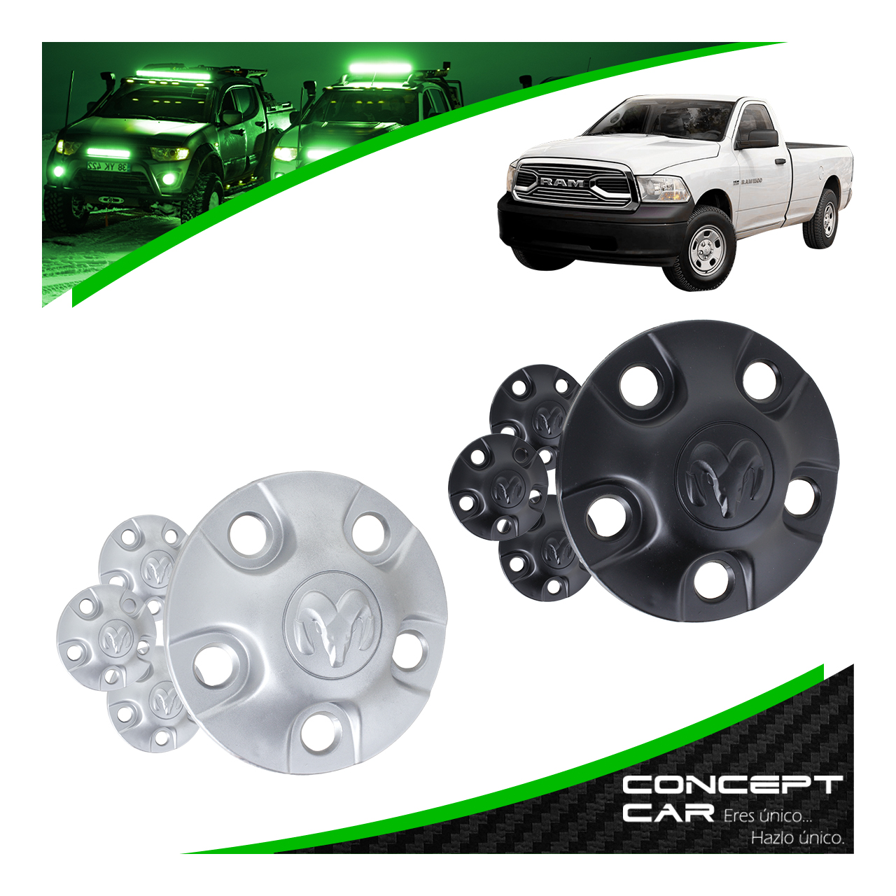  4 Tapon Copa Centro De Rin Dodge Ram 1500 2500 5 Birlos
