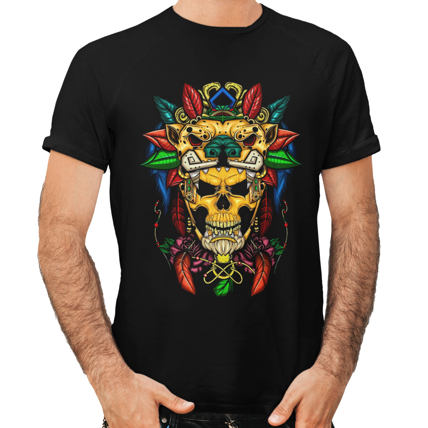 Playera Caballero y Dama Calavera Cabeza de Jaguar Cráneo Skull