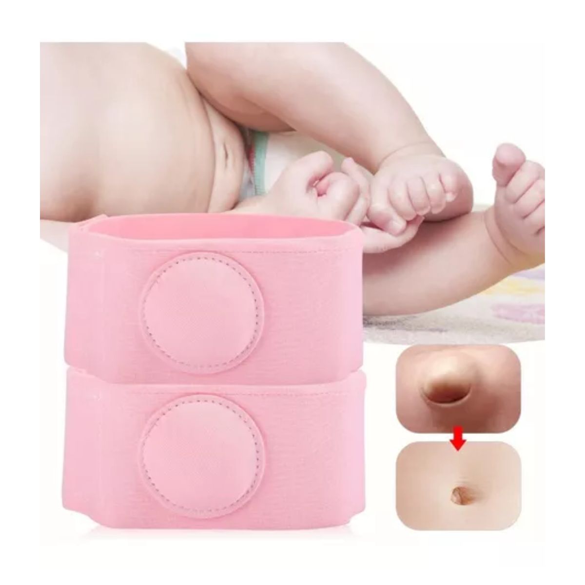 Faja Para Hernia Umbilical De Bebé 2pzs Rosa